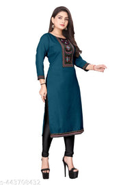 Designer Kurti New Collection Cotton Blend Stylish New Trendy , Women Kurti , Kashmiri Pheran, Cotton Kurti,Embroidered Pattern Casual Kurta for Girls & Women
