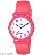 XTIME Analogue Watch Round White Dial & Pink Resin Strap for Boys & Girls