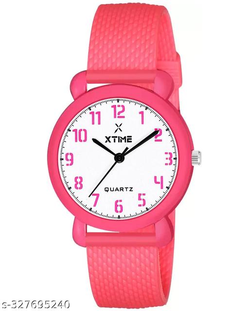 XTIME Analogue Watch Round White Dial & Pink Resin Strap for Boys & Girls
