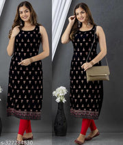 Women's Indian Sleeveless Black Kurti
