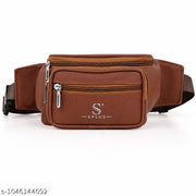 Tan Brown Faux Leather / PU Leather Waist Bag for Men & Women | Stylish Belt Bag | Travel & Daily Use