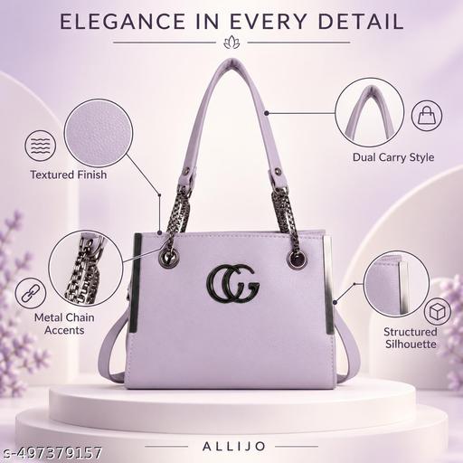 Allijo Women's Lavender Purple Boxy Sling Bag with Dual Interlocking Ring Hardware & Chain Strap Detail