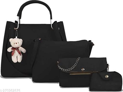 Shoulder Pu-Leather Handbags for Women's. Combo Set of 4