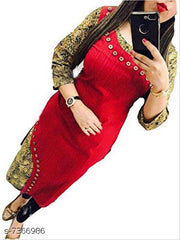 HF HOLYDAY FASHION floral print cotton straight casual kurtas kurti for women latest designer ladies kurtis button printed partywear red kurti ( not a set with leggings or pant )