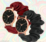 Marron_Black | Ribbin Belt |  Black Flower Dial | Combo