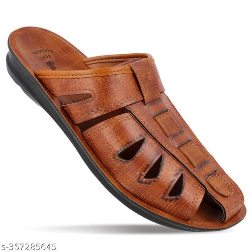 WALKAROO Men's Casual Slip-On Sandals with Stylish Cut-Out Design|mens sandals|men's footwear|Daily wear sandals for men|Walking sandals for men|Men's chappal|Men's slippers|Flat Sandals for Men|Gents Chappal|WG5309-Tan