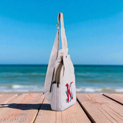 Black & White Canvas Sling Bag for Women with Red Letter K Print | Adjustable Crossbody Shoulder Bag | Casual Travel College Office Daily Use Handbag