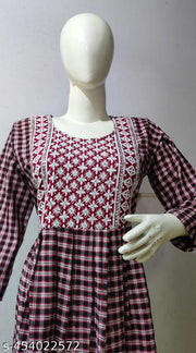 WOOLEN FROCK KURTI  ,WOOLEN CHECK FROCK