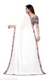 GEORGETTE SAREE WITH BEAUTIFUL LESS BORDER.