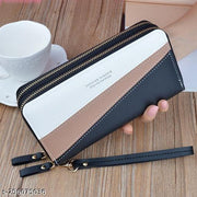 Women Girls Double Zipper Clutch Wallet Purse