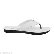 Men White Solid Thong Flip-Flops
