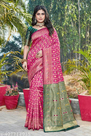 cotton silk jacquard saree with unstitched blouse
