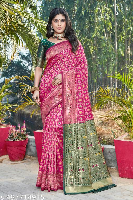 cotton silk jacquard saree with unstitched blouse
