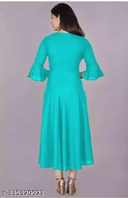 Trendy Ethnic Women's Solid Flared Kurtis (C Green)