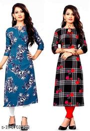 Polyster/Crepe fabric-TATHASTU FASHION STYLISH PRINTRD STRAIGHT KURTIS COMBO FOR WOMEN