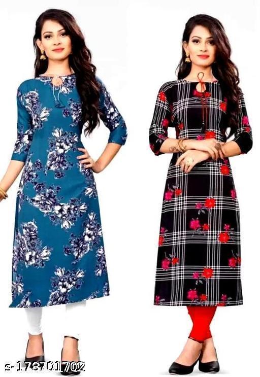Polyster/Crepe fabric-TATHASTU FASHION STYLISH PRINTRD STRAIGHT KURTIS COMBO FOR WOMEN