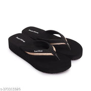 Foot-Flow_hit_item_Flip-Flop_FANCY AND STYLISH CASUAL WEAR DAILY USE PRINTED HAWAII CHAPPAL SLIPPER FLIP FLOP FOR WOMEN AND GIRLS PACK OF 1 DAILY WEAR AND WALKING SLIPPER FOR GIRLS AND WOMEN (BLK/GLD)