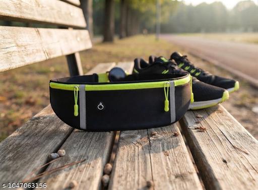 Sports Waist Bag for Men & Women | Sweatproof & Water-Resistant Running Belt with 3 Pockets | Adjustable Phone Holder with Headphone Slot for Running, Gym, Yoga, Workout, Cycling & Outdoor Activities | Black