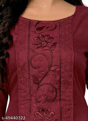 Women's Cotton Blend Embroidered Plus Size Kurta