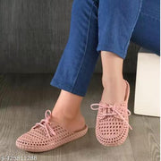 Formic Women's Trendy Flexible Rubber Sandal Slippers | Comfortable Lace-Up Daily Wear Flat Sliders for Girls