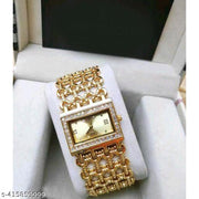 HRV Gold Roman Gold Zali Belt Square Women And Girls Analog Watch