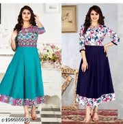 Woman sachin collection printed Anarkali kurti Combo of 2
