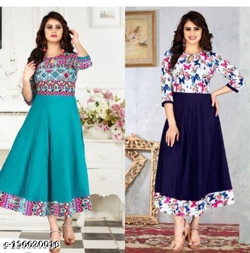 Woman sachin collection printed Anarkali kurti Combo of 2