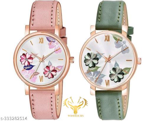 Best High New Flower Festive  Combo Unique Designer Leather Strap Watch for Girl's and Women Pack Of 13