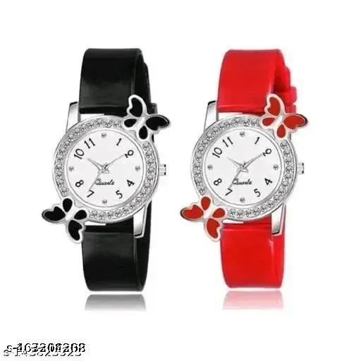 Girls and Woman Watch Gorgoues Butterfly Diamond & Fancy Wrist Types Professional Looking Party Wear Fashionable Watch Analog Watch For Girls Birthday Gift buy 1 get 1 free combo