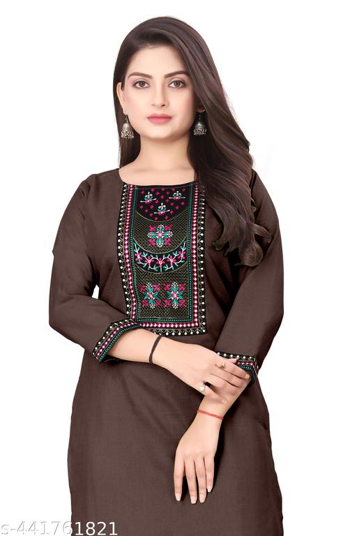 Desigener Kurti New Collection Cotton Blend Stylish New Trendy Embroidered Pattern Casual Kurta for Girls & Women