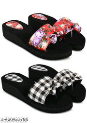 Dr lite sleeper  Girls and Women || Flower Design stylish flip flop || Black Casual Flip flop Women's & Girl's Black color Medium Heel Party wear Flip-flops
