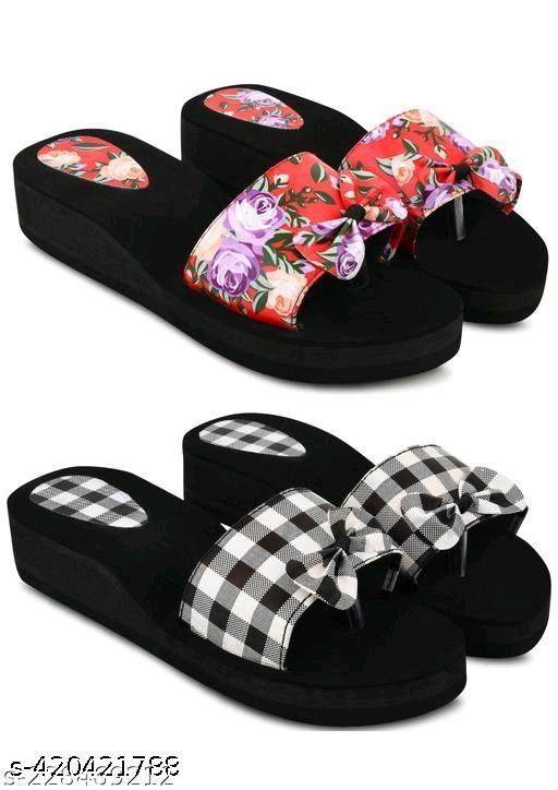 Dr lite sleeper  Girls and Women || Flower Design stylish flip flop || Black Casual Flip flop Women's & Girl's Black color Medium Heel Party wear Flip-flops
