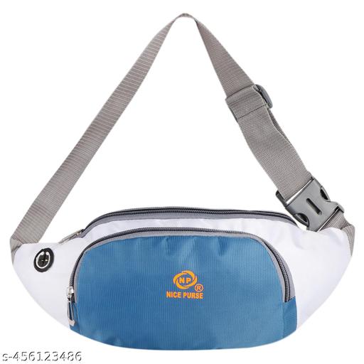 Nice Purse Stylish Chest Crossbody Travel Bags Fanny Pack |Waist Pouch(WB-007-SkyBlue-White) Waist bag