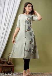 Florance Exclusive Slub Cotton Digital Printed Fully Stitched Aline Kurta For Women & Girls
