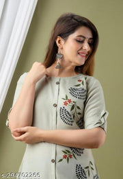Florance Exclusive Slub Cotton Digital Printed Fully Stitched Aline Kurta For Women & Girls