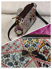 Attractive women White PU sling bags/Small Sling bags/Cotton Fabric sling bags for women/Full handwork bag/party wear and wedding bag for women