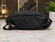 Flikker: Stylish Unisex Polyester Kawar Yatra Waist Bag | Water-Resistant Crossbody Chest Bag Trendy Side Bag  for Boys Belt Bag Girls Unisex Crossbody Wallet Purse Small Wallet Pouch Fanny Pack Swag Bag for Man Hip Bag (Black, Pack of: 1)