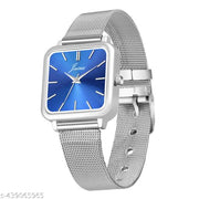 Jainx Square Blue Dial Steel Mesh Chain Analog Wrist Watch for Women - JW85602
