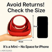 Luxury Metallic Acrylic Clutch Purse for Women | Crescent Moon Handbag with Gold Chain | Stylish Sling Bag, Evening Party Clutch, Wedding Purse Detachable Chain Strap Glossy Stylish Latest Ladies Girls Small Size Cute Wallet for Gift