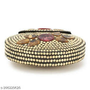 Design Craft India Flower Design Golden Clutch For Girls & Womans