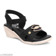 women footwear heels : ladies heel sandals : casual heel sandals : black solid heels : formal heel sandals : casual wedge heels