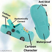 ONFEET Kids Trendy Daily use Comfortable Anti-Skid Casual Car Design Sandals for Boys and Girls, Kids Clogs for Boys and Girls with Sling Back Strap, Lightweight Kids Flipflops & Slippers for Indoor Outdoor Activity, Kids Heels & Sandals Color - Sea Green
