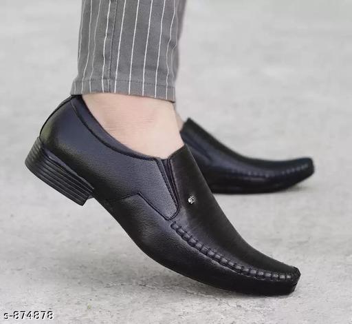 MRJ13 Men's Black Synthetic Leather Slip On Party Formal Shoes