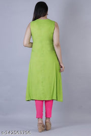 Rayon Straight Green Kurti For Women/Girls