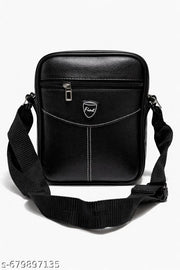 Stylish Black Leather Sling Bag for Men | Crossbody Shoulder Bag | Office & Casual Use