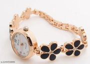 Flower Pattern Analogue Women's or Girls Watch (Rose Gold White)