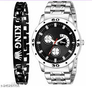 New Fashion Watch for Men and Boys Premium Collection King Bracelet Watch Combo Analog Watch - For Men