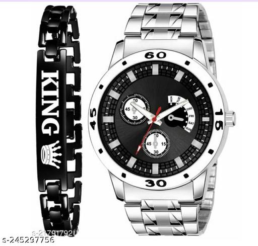 New Fashion Watch for Men and Boys Premium Collection King Bracelet Watch Combo Analog Watch - For Men