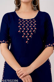 Festive Cotton Kurti / Kurta (Navy) by Sehrish Store