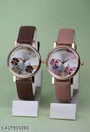 Best Quality Festive Season Flower Designer Round Dial Gorgeous Leather Belt women watches 